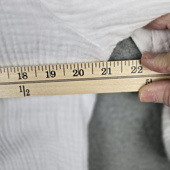 Side Stitch LA Cover Up Women M White Cotton Roll Tab Sleeves Lace Up V-Neck - Picture 9 of 12